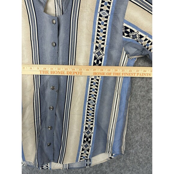 Panhandle Slim Women's Shirt L Aztec Southwestern Button Crop - Picture 9 of 11